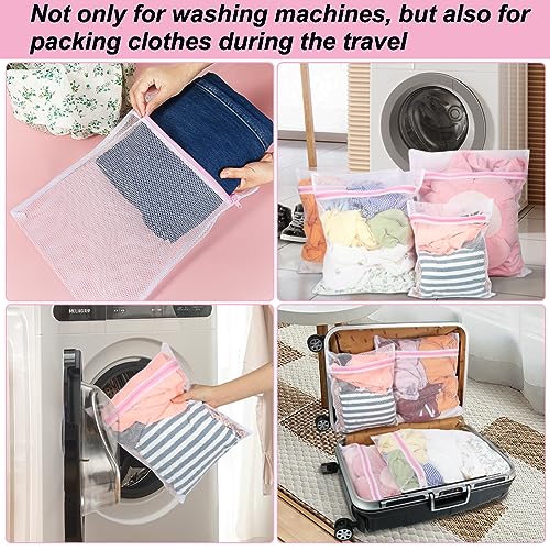 Vivifying Mesh Laundry Bags, 4pcs Durable Coarse Mesh Wash Bags with Zipper for Washing Machine, Delicates, Lingerie, Socks, Shoes and Stuffed Animals - size: 4 Laundry Bags (Variety Pack)