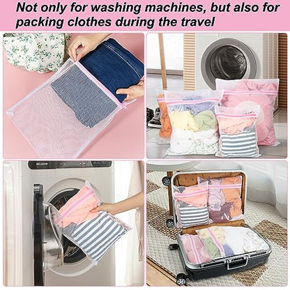 Vivifying Mesh Laundry Bags, 4pcs Durable Coarse Mesh Wash Bags with Zipper for Washing Machine, Delicates, Lingerie, Socks, Shoes and Stuffed Animals - size: 4 Laundry Bags (Variety Pack)