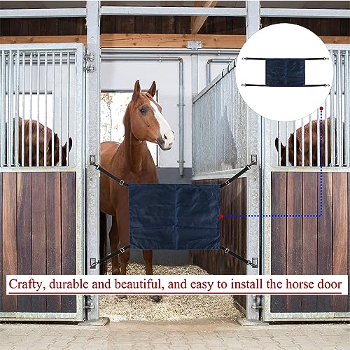 Horse Stall Guard with Swivel Snap Hook,Horse Stall Aisle Guard Fence with Ajustable Straps Strong Metal Push Gate Clip Equestrian Products - color: Blue