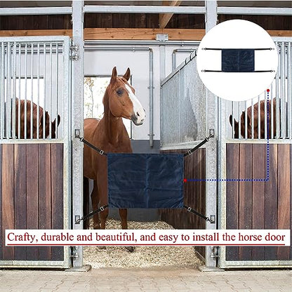 Horse Stall Guard with Swivel Snap Hook,Horse Stall Aisle Guard Fence with Ajustable Straps Strong Metal Push Gate Clip Equestrian Products - color: Blue