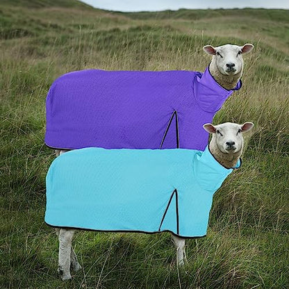 Silkfly 2 Pcs Sheep Blanket Mesh Medium Goat Adjustable Strap, Blue, Purple - color: Blue, Purple