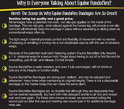 Equine BandaFlex Non-Adhesive, Disposable, Washable and Reusable Bandages (Medium) - size: Medium