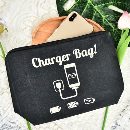 ShiQiao Spl Chargers Organiser Bag Black Charging Cables Travel Toiletry Pouch Electronic Charger Organiser Makeup Bag with Zipper Birthday Gifts for Mum Dad Charger Makeup Cosmetic Bags pouches - style: Charger Bag