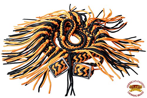 HILASON 1" X 8Ft Braided Poly Barrel Racing Reins Flat Grip - color: Orange Black