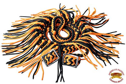 HILASON 1" X 8Ft Braided Poly Barrel Racing Reins Flat Grip - color: Orange Black
