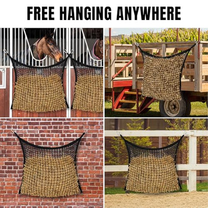 Slow Feed Hay Nets for Horses, Large Capacity Hay Bags, 4 Pack - size: 4PCS