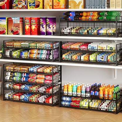 Sbanmao Extra-Long 2-Tier Stackable Can Organizer for Pantry | Sturdy Can Holder for Canned Food Storage, Holds Up to 64 Cans for Kitchen Cabinet & Pantry Organization, Black - style: Long(30'' W)-1 Pack