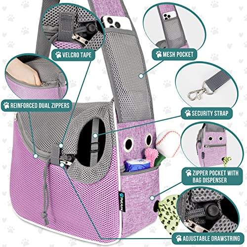 PetAmi Dog Sling Carrier Small Dogs, Hands Free Crossbody Carrier, Purple - color: Purple