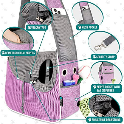 PetAmi Dog Sling Carrier Small Dogs, Hands Free Crossbody Carrier, Purple - color: Purple