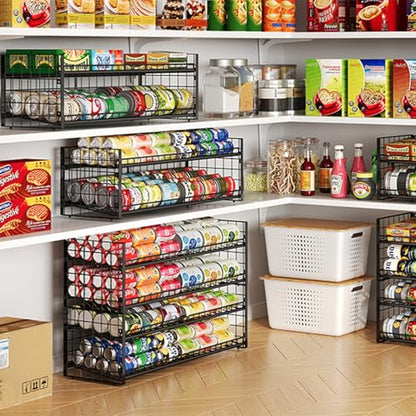 Sbanmao Extra-Long 2-Tier Stackable Can Organizer for Pantry | Sturdy Can Holder for Canned Food Storage, Holds Up to 64 Cans for Kitchen Cabinet & Pantry Organization, Black - style: Long(30'' W)-1 Pack
