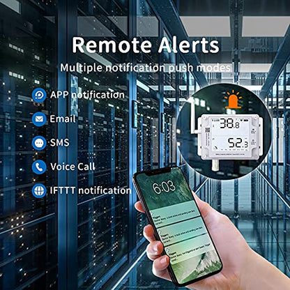 GS1-A Smart WiFi Thermometer Hygrometer, IP65 Temperature & Humidity Data Logger, Device Sharing, Scheduled Reports, Multiple Alerts, Local Deployment, Alexa/IFTTT (2.4GHz WiFi) - style: GS1-A WiFi only