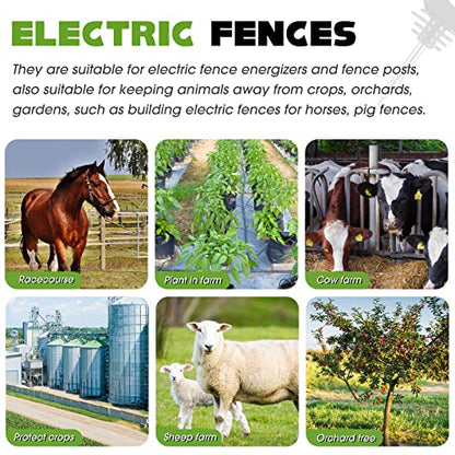 Sweetude 400 Pcs Black Electric Fence Insulator with 1 Pcs Insulator Socket Tool Screw in Insulator Fence Ring Post Wood Post Insulator Electric Fence Insulator for Animal Fence