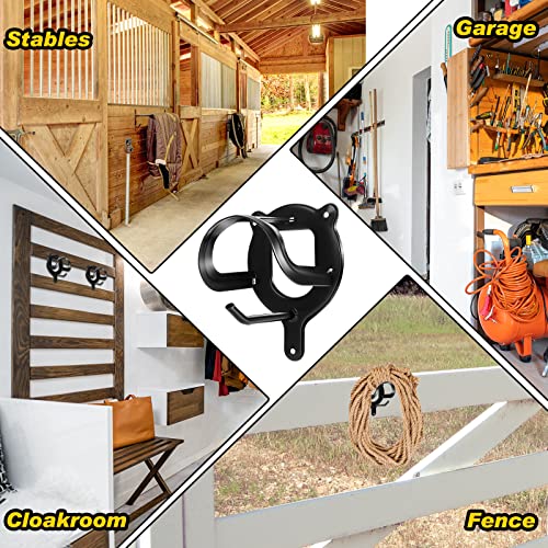 Dunzy 6 Pcs Bridle Hook Metal Holder Wall Mount Horse Barn, Black - color: Black