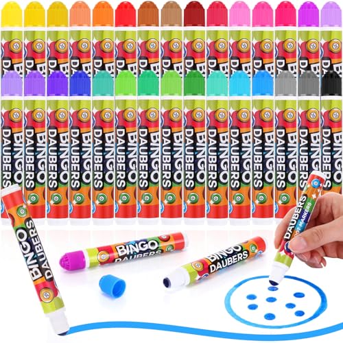 Crtiin 30 Pack Bingo Daubers Dot Markers, 30 Colors Bulk Kids Art