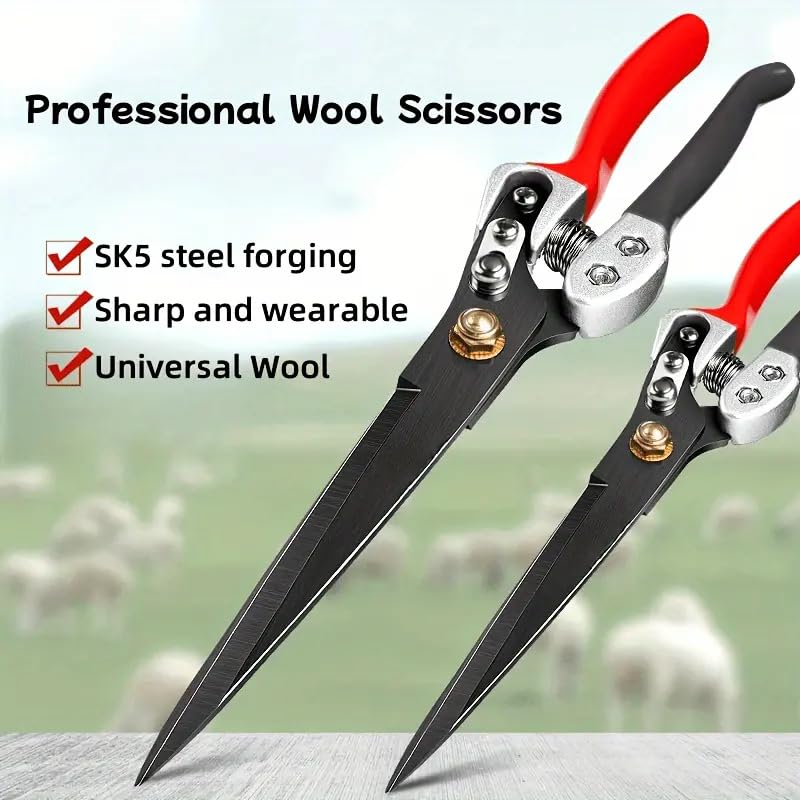 Multi-functional Spring Wool Shears with Safety Lock Save Effort Manual Trim Scissors for Pet Animals Cowhide Horse Hand Tools