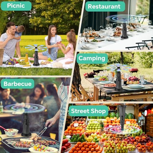 Fly Fans for Tables, Fly Fan Outdoor Indoor Keep Flies Away, Table Top Spinner with Holographic Blades, Flies Deterrent for Picnic, Restaurant, Party, Home, BBQ (4 Pack) (Classic) - style: Classic