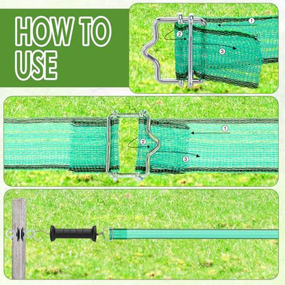 Yookeer 12 Set Electric Fence Gate Handles Poly Tape Buckles Included, Stainless Steel Buckle, UV Resistant Plastic Insulator Handle for Agricultural Farm Livestock Fencing