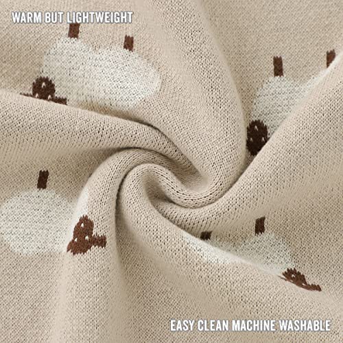 Baby Swaddle Blanket - 100% Luxury Cotton Knit Soft Cozy Lightweight Unisex Receiving Stroller Quilt Blanket for Shower Gift Registry for Newborns Infants Toddlers (Sheep - Khaki) - color: 01 - Sheep - Khaki