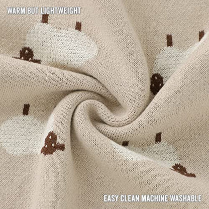 Baby Swaddle Blanket - 100% Luxury Cotton Knit Soft Cozy Lightweight Unisex Receiving Stroller Quilt Blanket for Shower Gift Registry for Newborns Infants Toddlers (Sheep - Khaki) - color: 01 - Sheep - Khaki