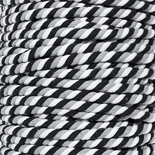 Super Soft 3 Strand Twisted Cotton Rope (Grayscale, 1/2 Inch x 10 Feet) - color: Grayscale, size: 10 Feet X 1/2 Inch