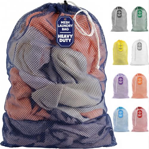 Handy Laundry Mesh XL Laundry Bag 24"x36", Heavy Duty Drawstring, Navy Blue - color: Navy