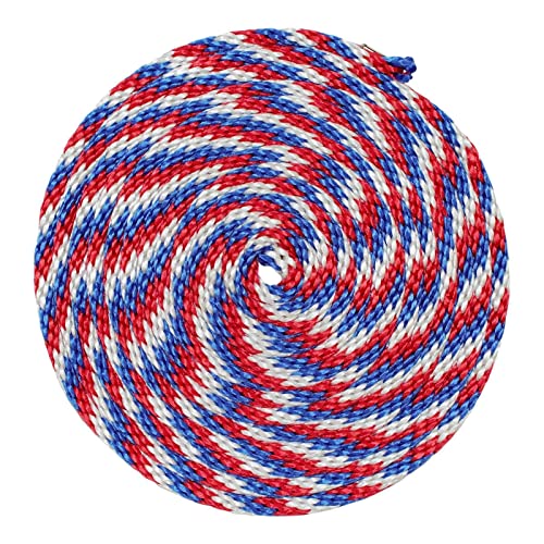 SGT KNOTS Solid Braided Polypropylene Derby Rope – Durable, Weatherproof Rope Ideal for Animal Handling, Boating, Camping, and Knot Tying Practice (1/4" x 25ft, RedWhiteBlue) - color: Red White Blue, size: 1/4 in x 25 ft