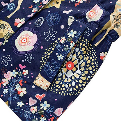 Girls Rain Jacket Kids Hooded Raincoat Windbreaker with Fleece Lining - color: 2901, size: 4