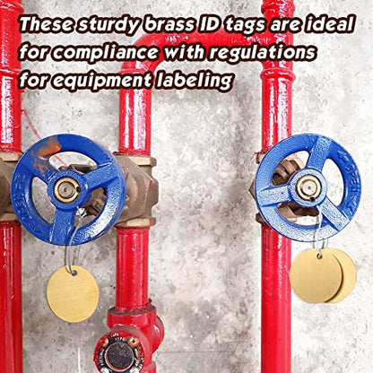 Zhengmy 50 Pcs Round Brass Tags, 1-1/4 Inch Diameter, Metal Key Brass Tags