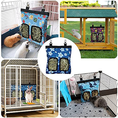 RIOUSSI Guinea Pig Hay Feeder, Hanging Rabbit Hay Feeder Bag. Flowers,2Ct - color: Little+Blueflower