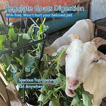 Hay Feeder Goat, 18 Gallon Multiple Sided Goat Hay Rack, Heavy Duty Iron Wall Hay Rack for Sheep with Detachable Grain Tray, Effortless Installation in Farm, Yield
