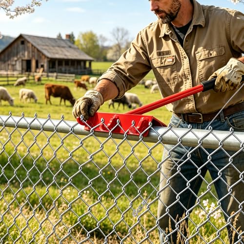 Heavy Duty Chain Link Fence Top Rail Stretcher Tool with 3 Hooks - color: Red