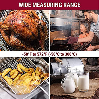 TempPro TempSwift Digital Meat Thermometer with Temperature Indicator | Instant Read Food Thermometer with Pop-up Meat Probe and Backlight for Oil Deep Fry Smoker BBQ Grill Kitchen Candy - color: Pitch-black