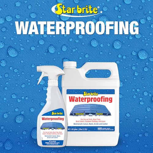 STAR BRITE Waterproofing Spray, Waterproofer + Stain Repellent + UV Protection for Boat Covers, Car Covers, Bimini Tops, Tents, Jackets, Backpacks, Boots, Awnings, Patio Covers & More - color: 64 Oz