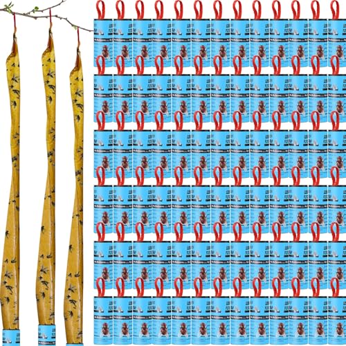 Qualirey 80 Pack Fly Strips Sticky Fly Trap Indoor Outdoor Hanging Ribbon Tape Paper Flying Insect Trap Gnat Killer Traps Catcher for Fruit Flies, Bug, Insect, Pest(Light Blue) - color: Light Blue