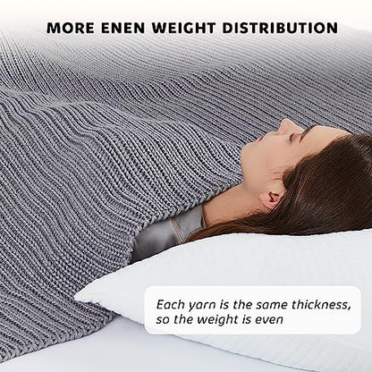 L'AGRATY Knitted Weighted Blanket 60"x80" 20lbs for Adults Cooling - color: Light Grey, size: 60" x 80" | 20 lbs