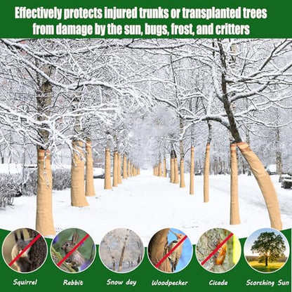 213 Ft Paper Tree Wrap For Damaged Bark, With Tape, 3.15" Wide Breathable