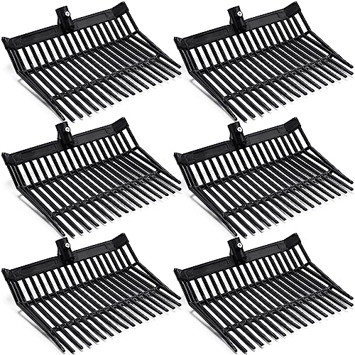 Lasnten 6 Pcs Manure Fork Replacement Head, 18 Tines Pitchfork Head with Screws and Nuts, Horse Manure Rake for Picking up Grass and Hay(Black) - color: Black