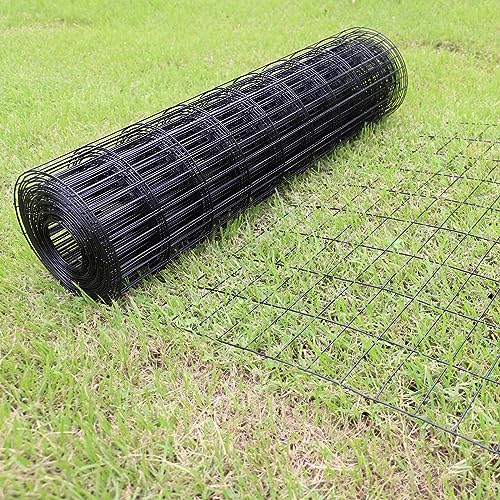 Black PVC Coated Welded Wire Fence 48" x 50' Roll, 2"x4" Mesh, 14 Gauge - color: Black, size: 2''x4'' 14GA 48''x50'