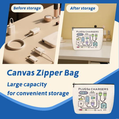 Charger Cosmetic Makeup Bags Travel Toiletry Bag Charging Cable Organiser Bag Chargers Makeup Pouch for Purse Charger Cables Storage Bags Travel Accessories for Women Birthday Christmas Gifts - style: Plugs Charger