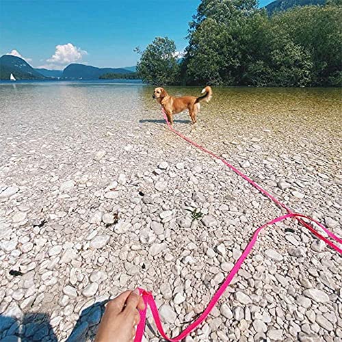 Waterproof Dog Training Leash 50FT 30FT 15FT 10FT 5FT Heavy Duty Recall Long Lead for Large Medium Small Dogs (15FT, Pink) - color: Pink, size: 15FT