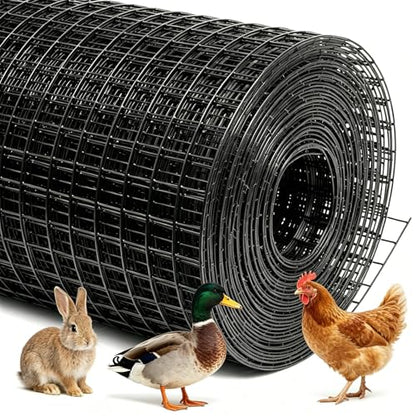 Chicken Wire Fencing Hardware Cloth 1/2inch 24inx50ft PVC Wire Mesh Vinyl Coated Fence Rust Resistant Welded Metal Roll for Outdoor Garden Plant Rabbit Cage Poultry Wire