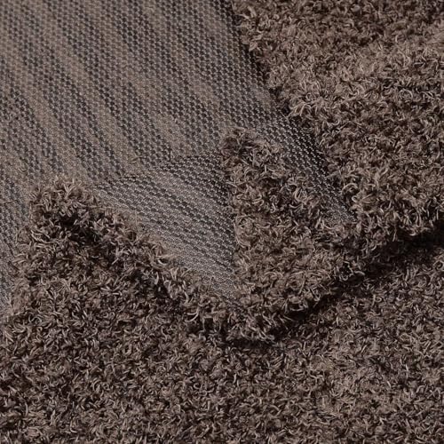 Surf turtle Dark Brown Curly Teddy Fleece Faux Fur Fabric 36" x 59" - color: Dark Brown, size: 36 x 59 inches