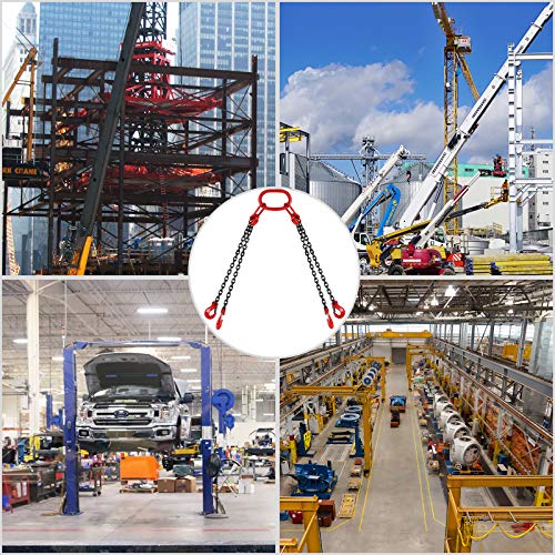 VEVOR Chain Sling 5/16 Inch X 5 Ft Chain Sling for Engine Hoist G80 Alloy Steel Lifting Sling Chains 3 Ton with 4 Leg Grab Hooks - size: 5/16 Inch x 5 FT
