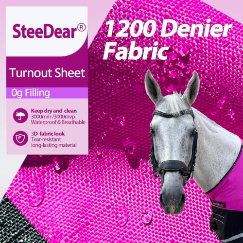 1200D Ripstop Horse Turnout Rain Sheet(No Fill) Hot Pink 81'' - color: Hot Pink 0g Fill, size: 81''