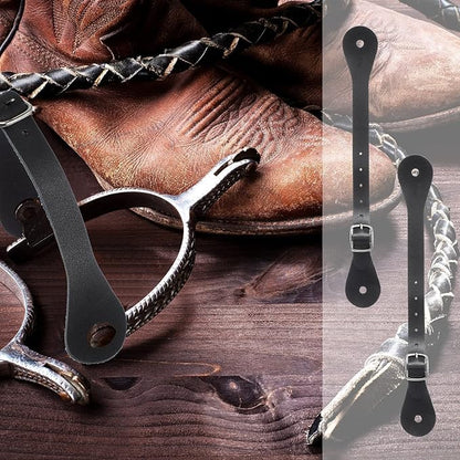 Western Cowboy Spurs Paired with 6 Holes Spurs Belt, Stainless Steel Western Horse Spurs with Rotatable Gear Leather Spur Straps Retro Fine Workmanship Men Women Horse Boot Spurs for Equestrian