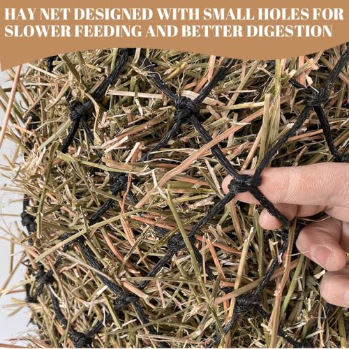 2 Pack Hay Bags for Horses, Large Slow Feed Hay Nets with Durable Mesh | Round Bale Horse Hay Feeder for Stable Stall Paddock