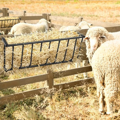 Hay Feeder Goat,40.8" Long Wall Mounted Horse Feeder Holder,Large Capacity Livestock Feeding,Heavy-Duty Steel Goat Hay Rack,Blanket Holder,Multiple Sided Feeding Rack for Sheep,Cattle, Goats, Black