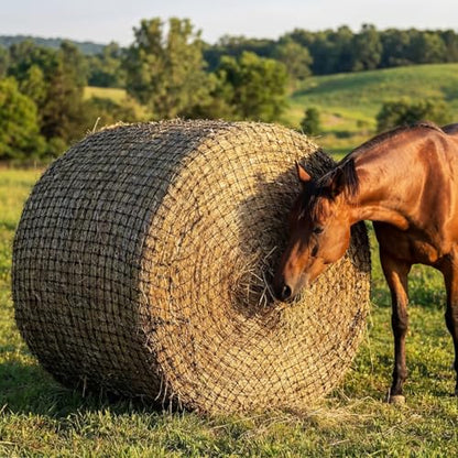 Slow Hay Net Feeder for Horses and Livestock,Round Bale Hay Nets with 2 Inch Hole Slow Feeder Hays Rounds Bales for Slow Feeding（6X6