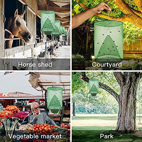 8 Pack Ranch Fly Trap, Hanging Fly Catcher, The Most Effective Trap Ever Made with Pots, Cage Catcher for Indoor and Outdoor, Family Farms, Park, Restaurants