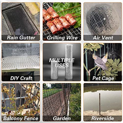Hardware Cloth 8'' x 20' 1/4 in Galvanized Wire Mesh Roll (23 GA) Chicken Wire Fence Roll for Chicken Pen/coop Fences, Screen mesh, Rabbit/Snake Fences, Poultry enclosures, Handicraft Making, etc. - size: 8In x 20Ft